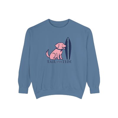 Blue jean Labrador crewneck sweatshirt, vintage coastal dog mom style with Tail & Tide design