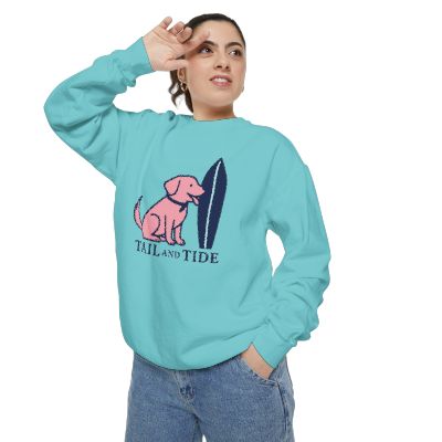 Chalky mint Labrador crewneck sweatshirt, soft coastal green sweatshirt for dog moms Lifestyle