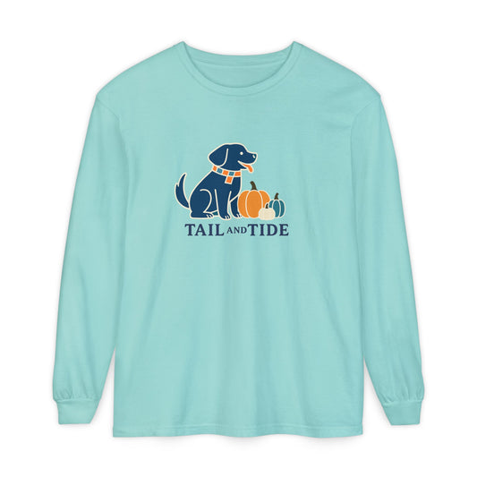 Chalky Mint Comfort Colors long sleeve with Labrador-inspired three pumpkin design – Tail & Tide Co.